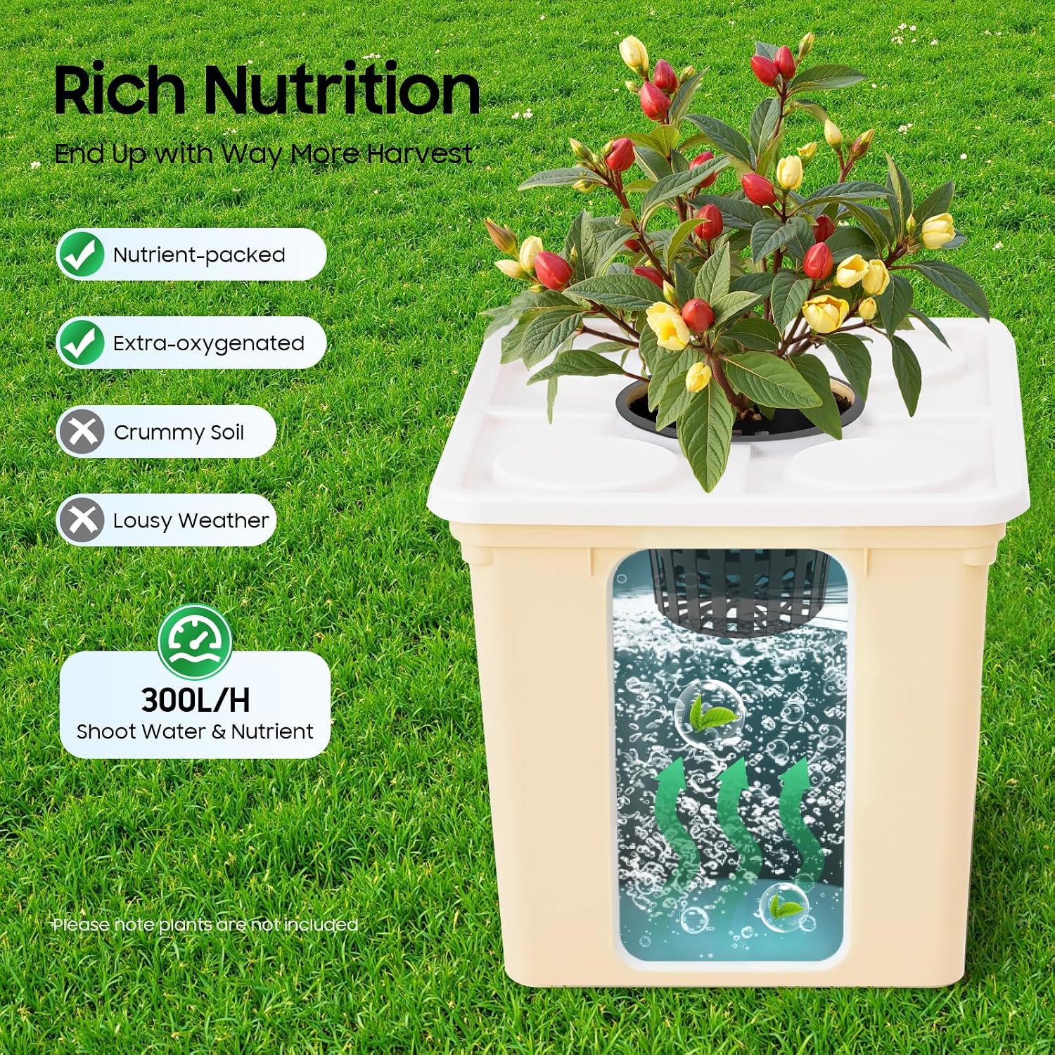 DWC Hydroponic System, 3-Gallon 5 Buckets Deep Water Culture, Recirculating Drip Garden System with Submerged Pump