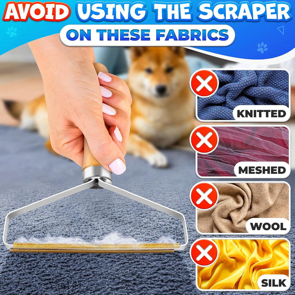 Pet Hair Removers 2 Pack Reusable Metal Lint Remover Tool – Durable Pet Hair Remover Tool with Wooden Handle |