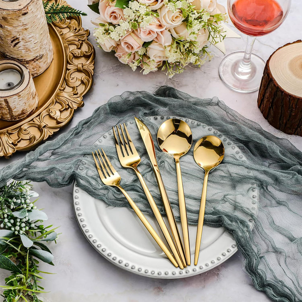 200 Pcs Gold Silverware Set Stainless Steel Flatware Set