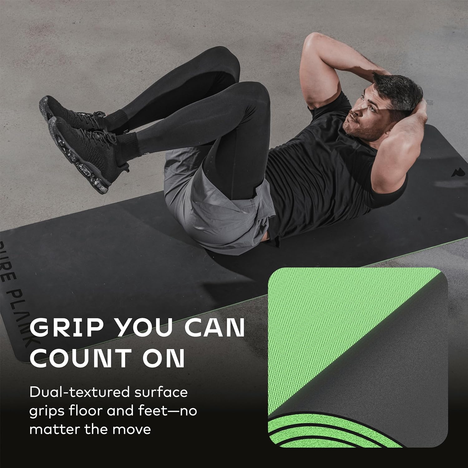 Reversible Yoga Mat - 5mm Thick Dual Sided Non-Slip Exercise Mat Made with 100% Recyclable Natural Rubber