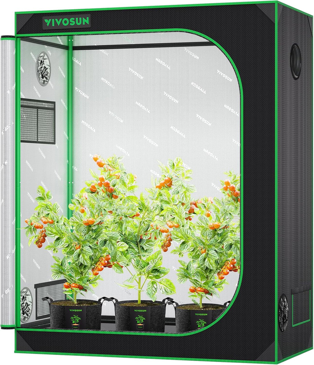 S425 2x4 Grow Tent 48"x24"x60" High Reflective Mylar Tent | Easy View Observation Window & Floor Tray, 100%