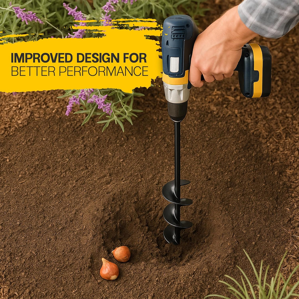 Garden Auger Drill Bit for Planting 2 Pack 1.6x16 & 3.5x16 Inch - Umbrellas and Fences Auger Post Hole Digger for