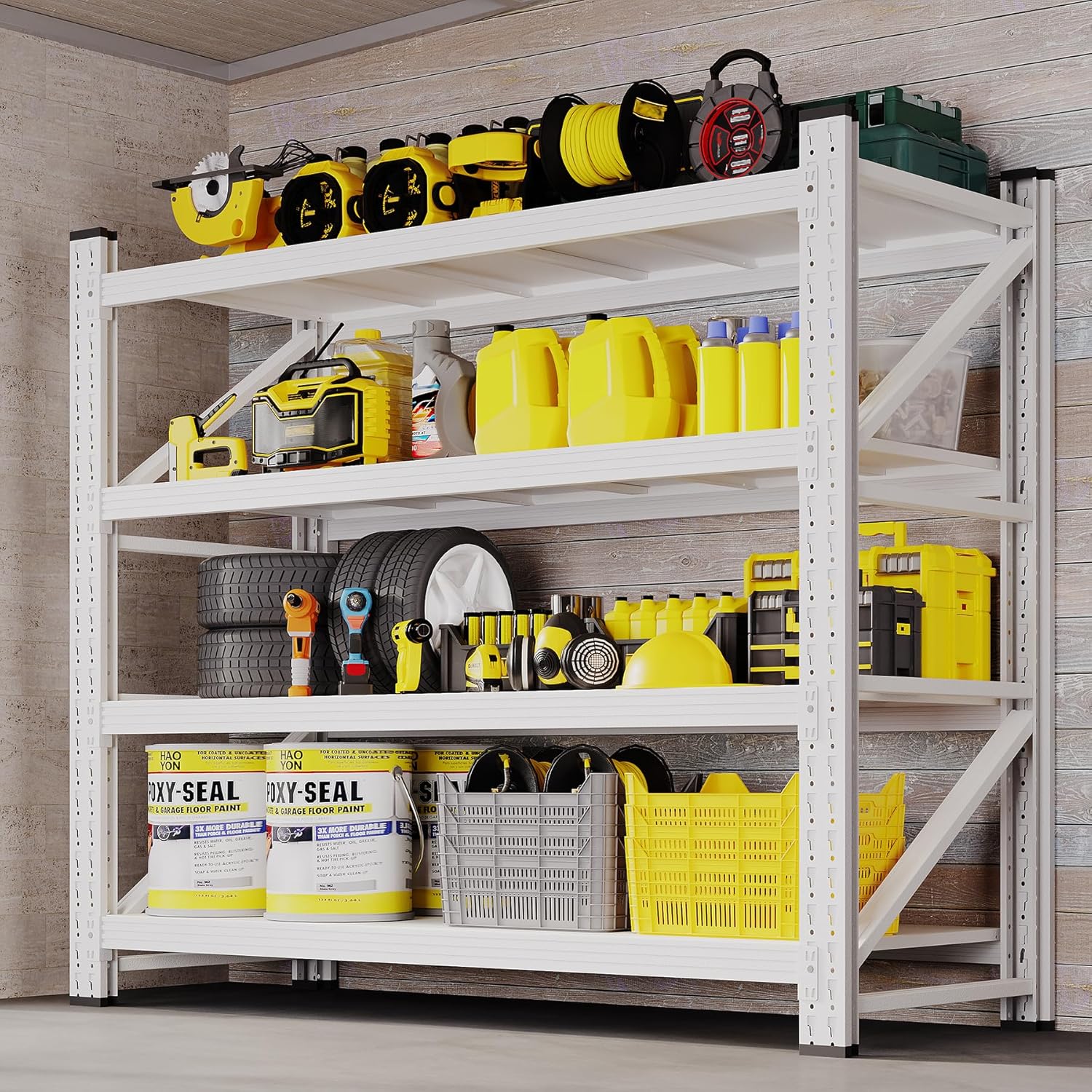 48" W Storage Shelves 3000lbs Garage Metal Shelving Heavy Duty Garage Shelves Adjustable Storage Shelves for