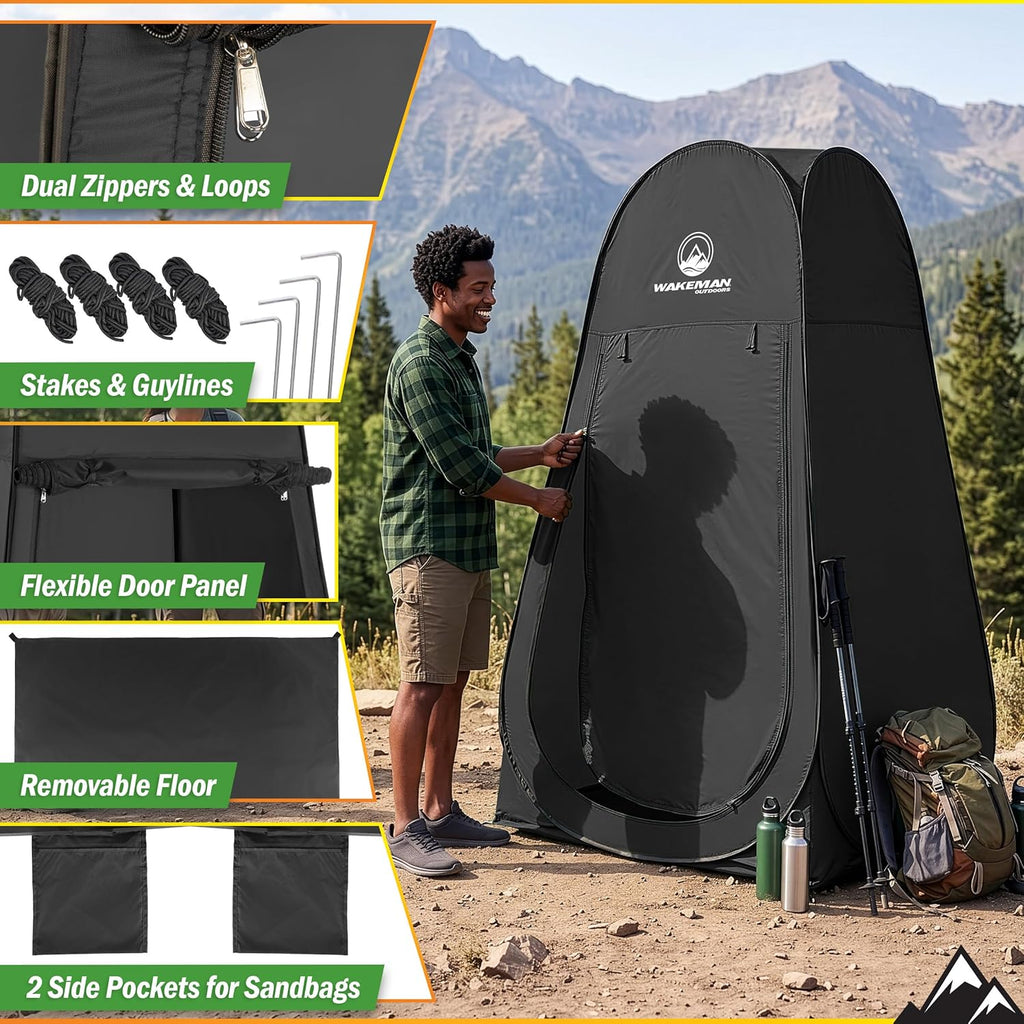 Pop Up Changing Tent, 3.3 x 3.3 x 6.2ft, Camping Shower Tent for Portable Toilet Stall or Dressing Room with Carry