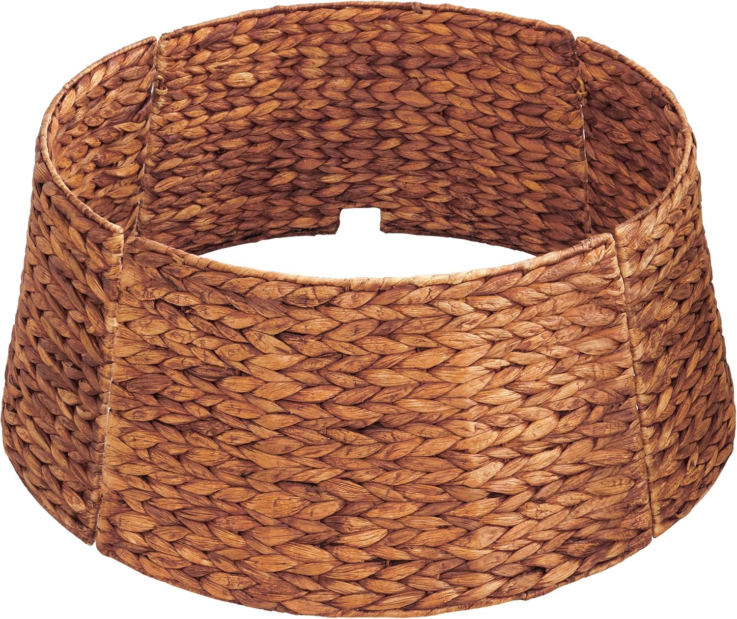 Handmade Water Hyacinth Christmas Tree Collar 24" – Rustic Basketweave Tree Base Cover, Eco-Friendly Skirt