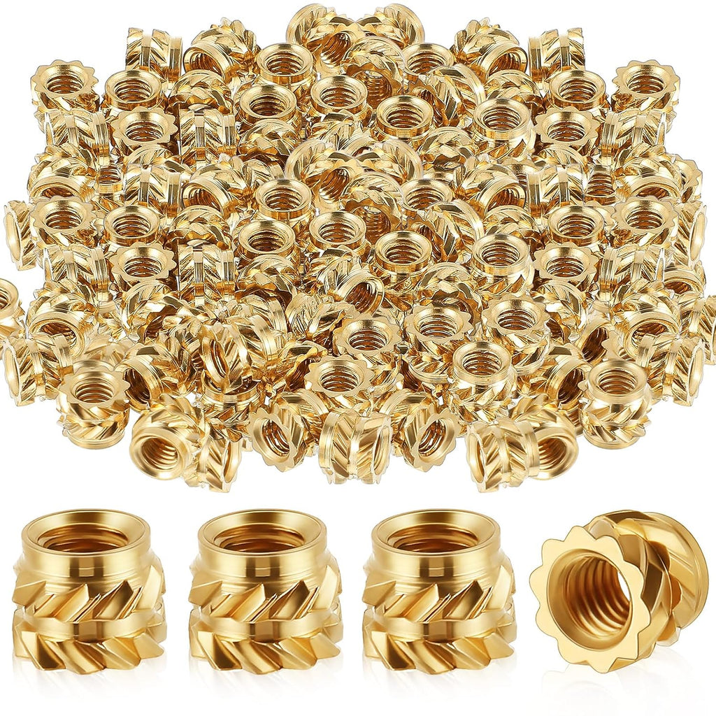 Yaocom 100 Pcs M5 Threaded Inserts M5 x D7 x L6 Heat Set Inserts Brass 3D Printing Knurled Metric Nuts for Plastic, 3D Printing Components