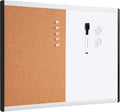 Magnetic Dry Erase Whiteboard & Cork Board Combo, Double-Sided, Lightweight, Easy to Install, Plastic/Aluminum Frame
