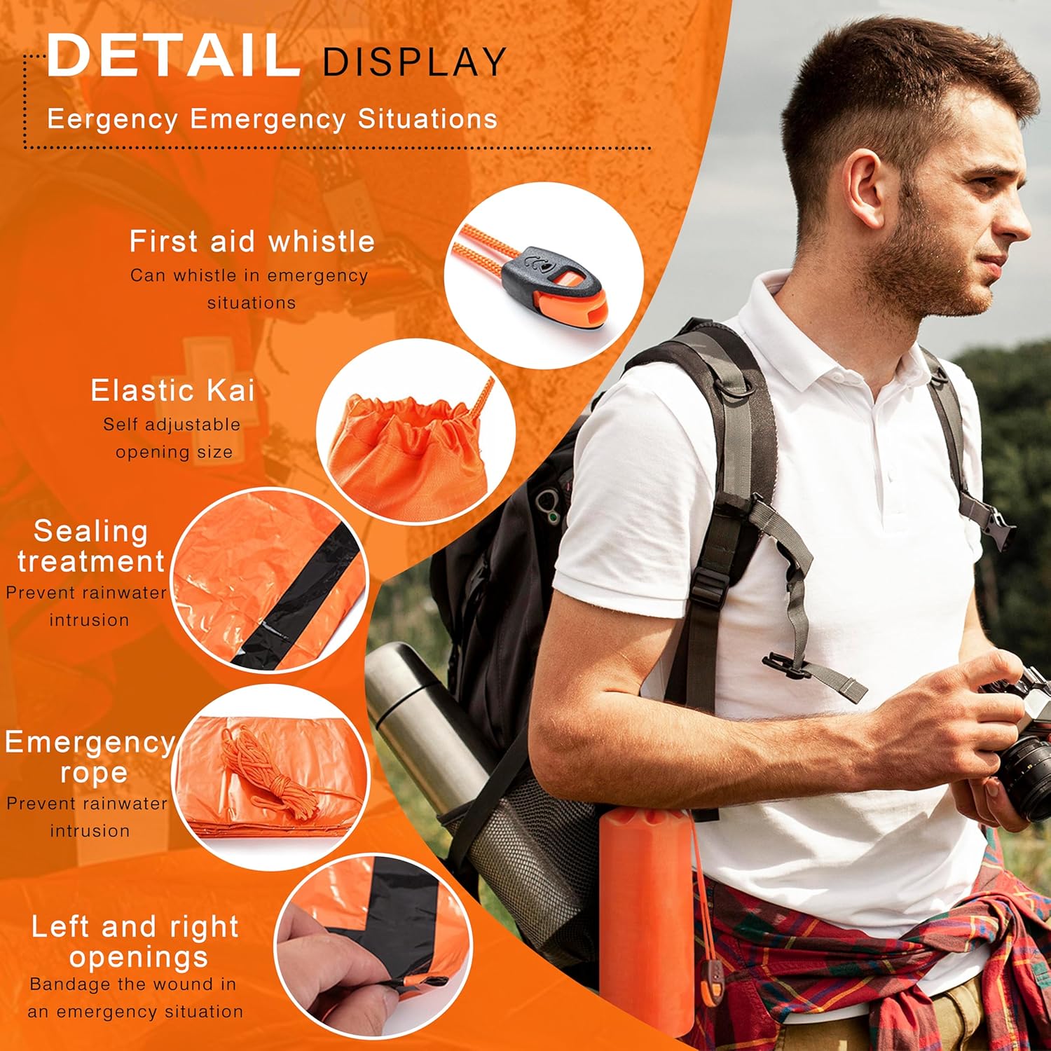 Emergency Survival Tent Shelter, 1 or 2 Person Emergency Tent with Emergency Whistle Emergency Shelter,Life Tube Tent