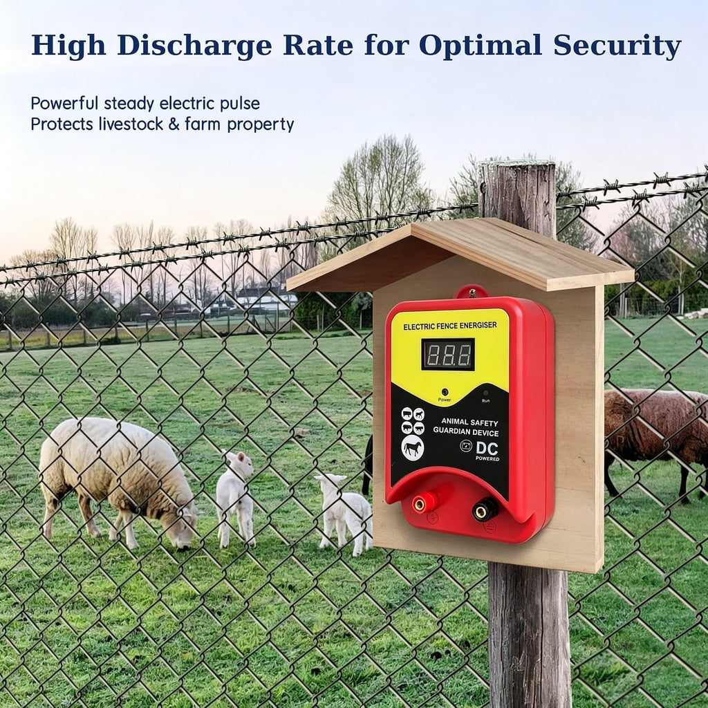 12KV Electric Fence Charger, 10 Mile Pulse Waterproof Energizer with LED Indicator, Livestock & Wild Animal Repeller