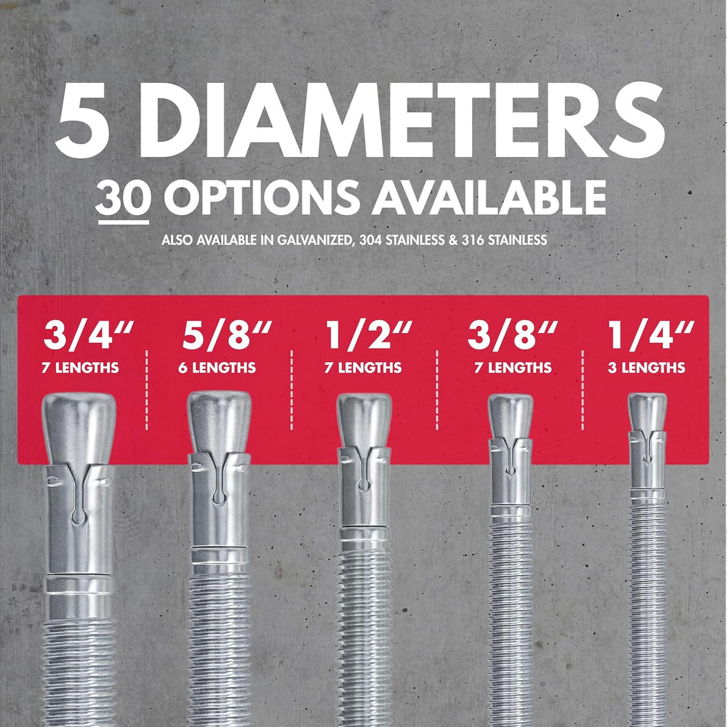 1/2" x 4-1/2" Zinc-Plated Wedge Anchors for Concrete & Cement (Box of 25) | Heavy-Duty 1/2 Concrete Anchor Bolts |