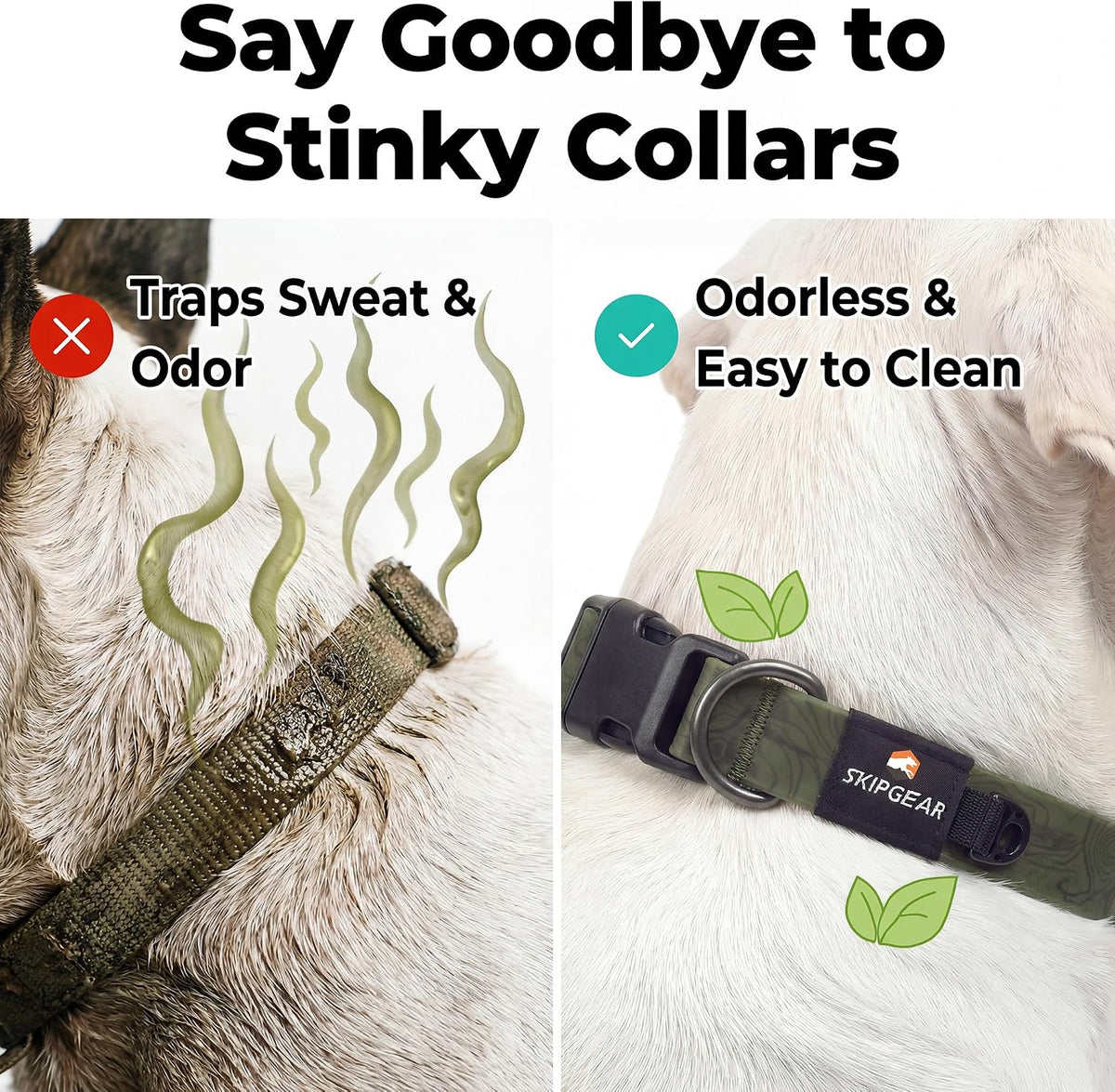 Waterproof Dog Collar, Odor-Resistant (Avocado Green, Large)