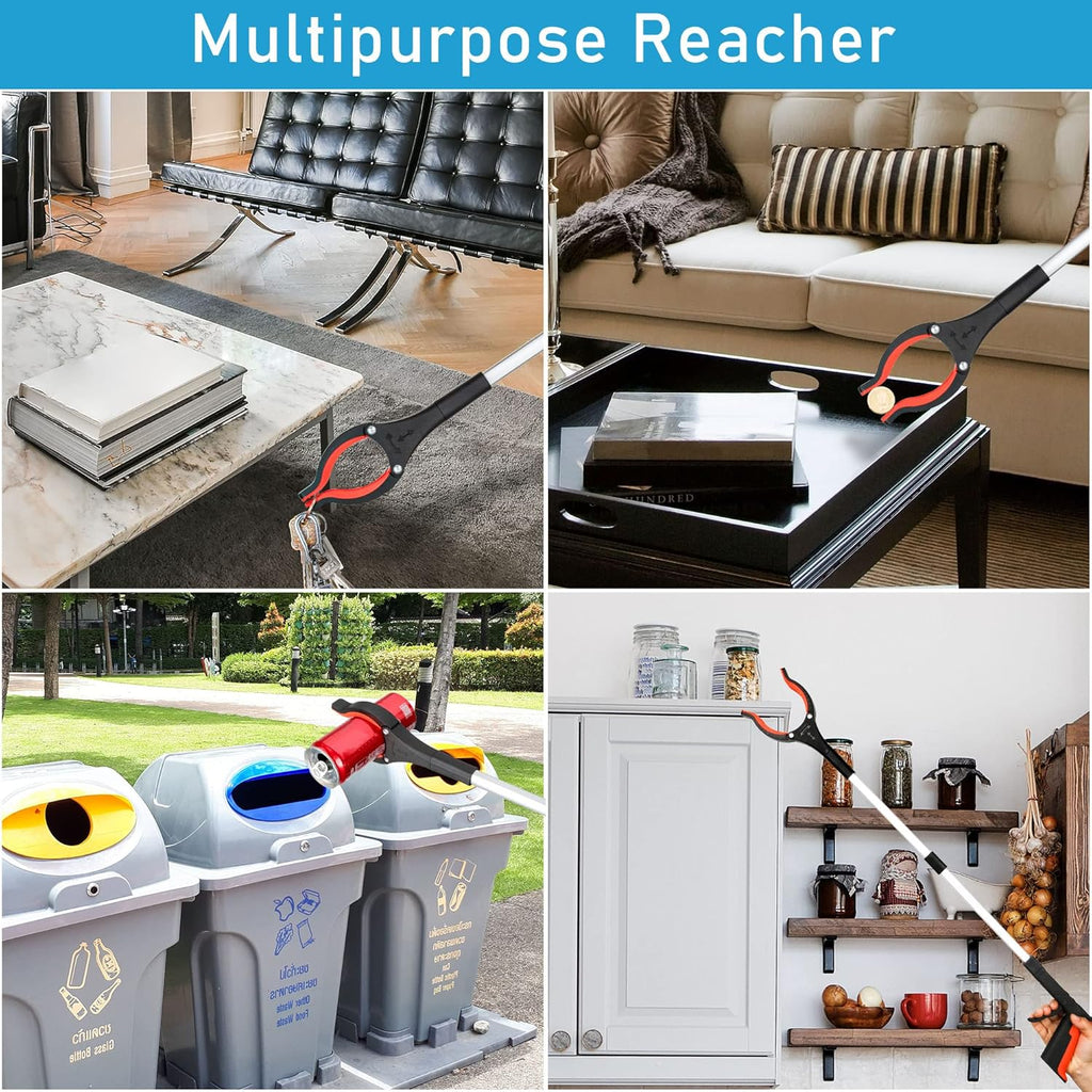 2025 Upgrade Grabber Reacher Tool, 360° Rotating Head, Wide Jaw, 32" Foldable, Lightweight Trash Claw Grabbers for