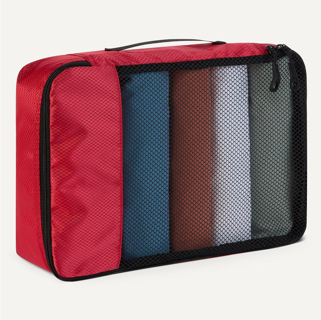 4-Piece Packing Cubes Travel Accessories Set, Luggage Organizer with Double Zipper, Mesh Top, Space-Saving, Medium