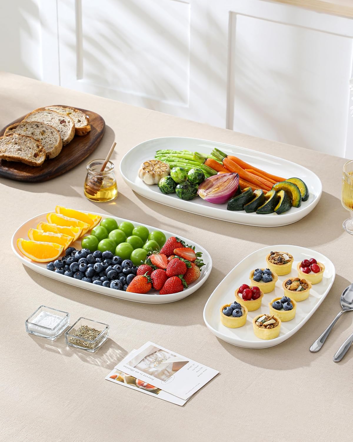 Porcelain Serving Platters Set of 3, 15.5"/14"/12" Serving Trays