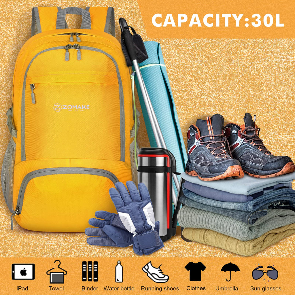Lightweight Packable Backpack 30L, Foldable Travel Hiking Daypack