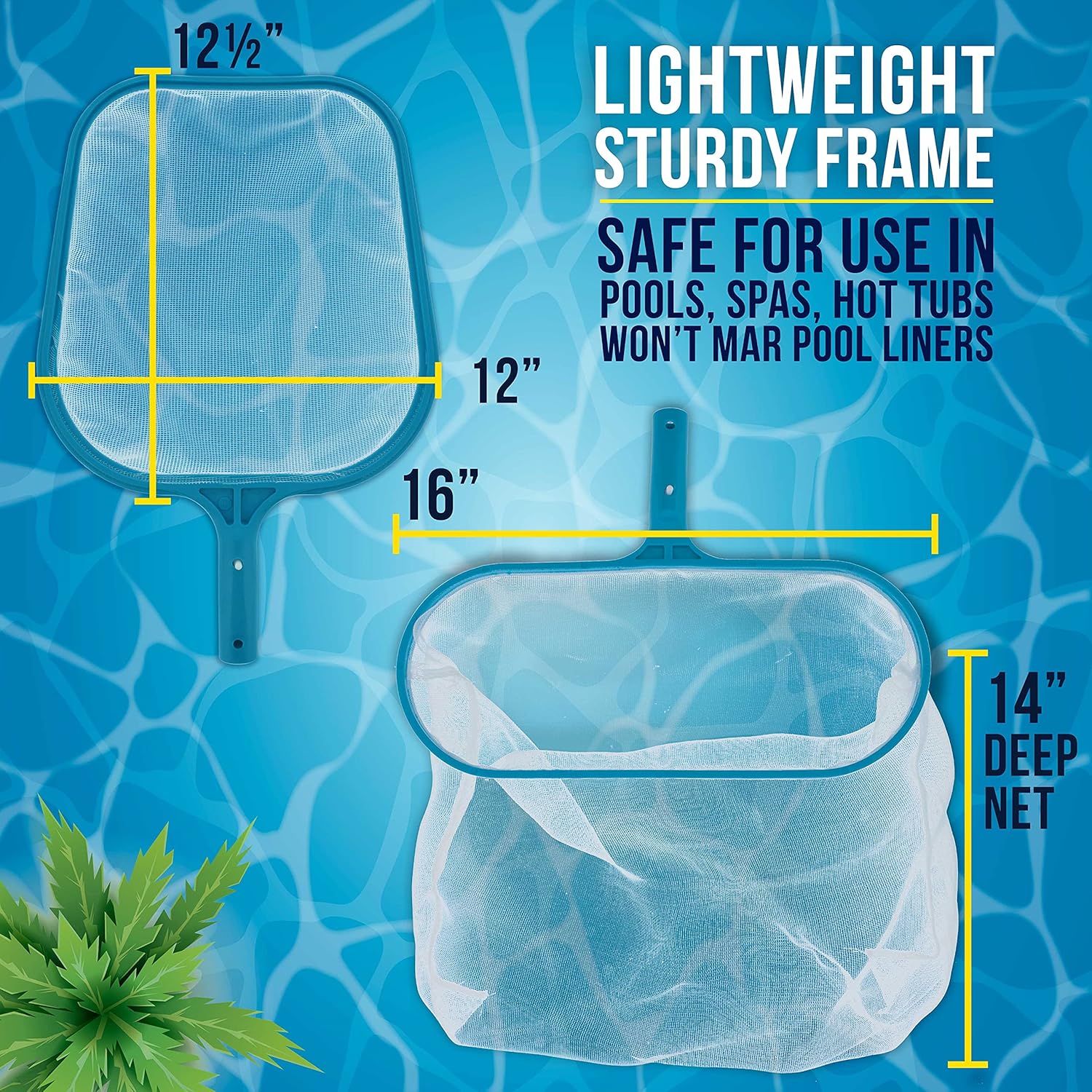 Professional Swimming Pool Leaf Skimmer Net and Leaf Rake Net Set - Cleans Out Debris Fast, Pool Maintenance - Clean