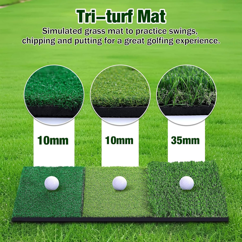 Golf Net, 10 x 7 ft Golf Practice Net with Tri-Turf Mat