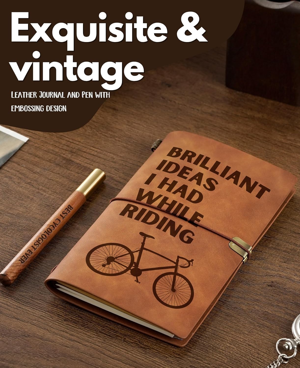 Cyclist Gifts for Men Women, Cycling Journal Pen Set for Bicyclists on Birthday, Christmas, Unique Notebook
