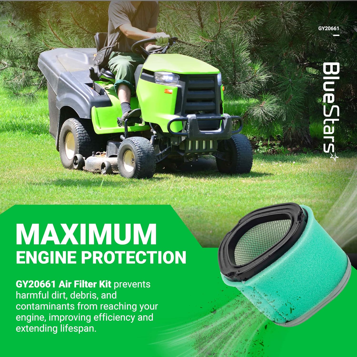 GY20661 Air Filter Oil Filter Tune Up Kit - Compatible with John D L110 LT160 LX266 M145944 Lawn Mower Kohler CV13S