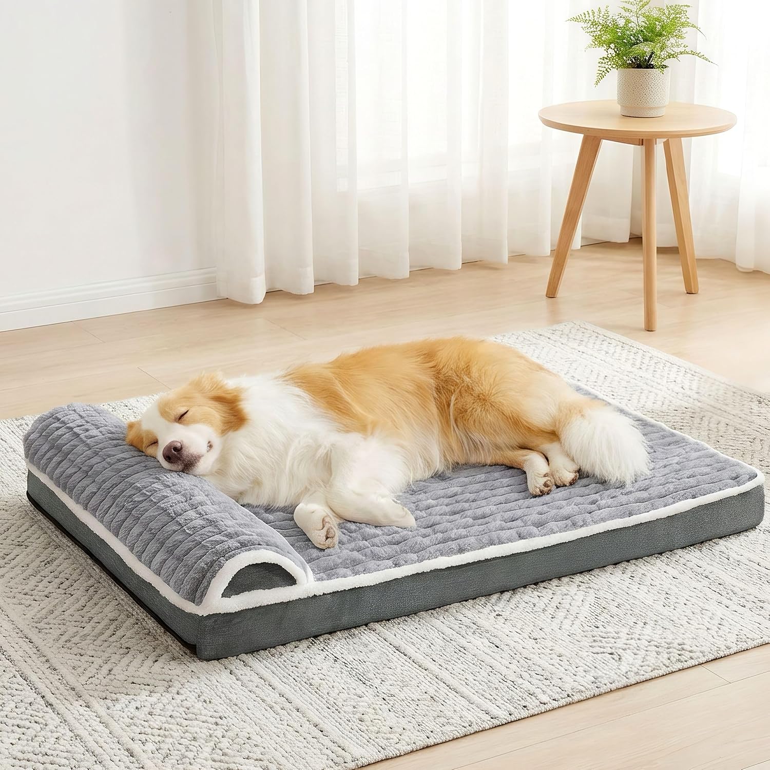 Orthopedic Dog Bed Large Sized Dog with Pillow 36''X24'', Waterproof Soft Comfortable Egg Crate Foam Pet Crate Beds