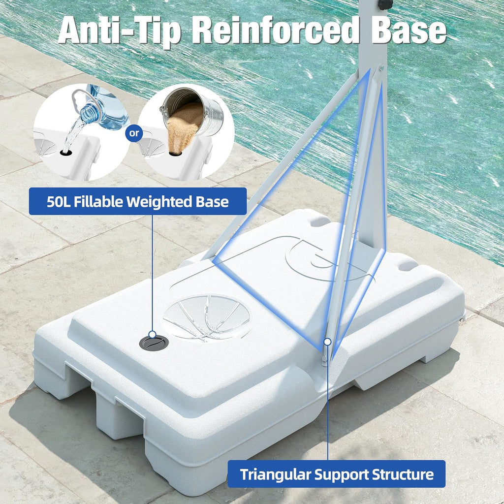 Pool Basketball Hoop with 32'' Shatterproof Backboard & 50L Base | 3-4FT Height Adjustable, Basketball Gaol for