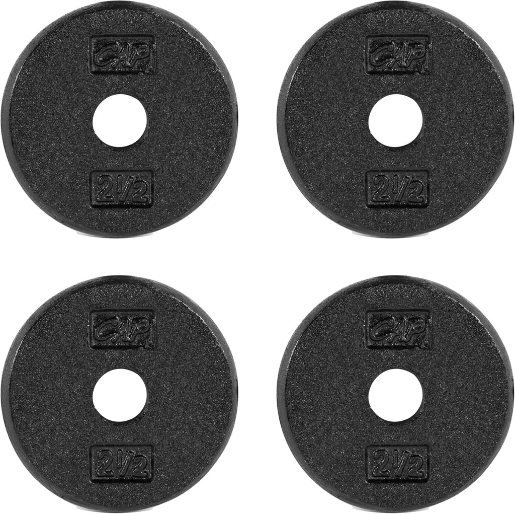 CAP 2.5lb Cast Iron Standard 1-Inch Weight Plates, 4-Pack, Black