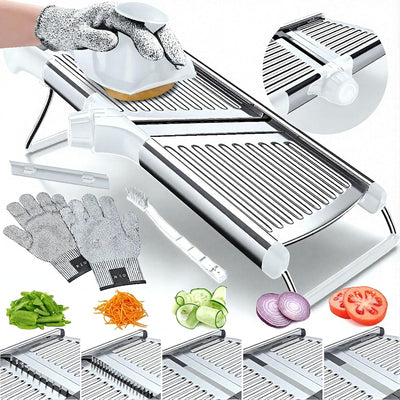 Gramercy Mandoline Slicer for Kitchen with 12 Slice Settings, White Edition | Slice from Paper-Thin to Thick-Cut with