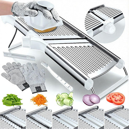 Gramercy Mandoline Slicer for Kitchen with 12 Slice Settings, White Edition | Slice from Paper-Thin to Thick-Cut with