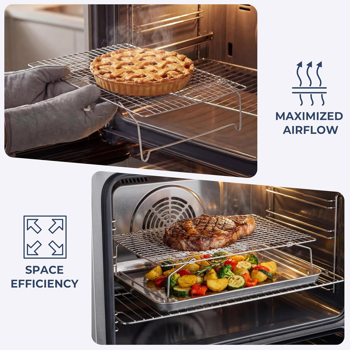Cooling Rack 15”x10”, 4-Tier Collapsible for Cooking and Baking