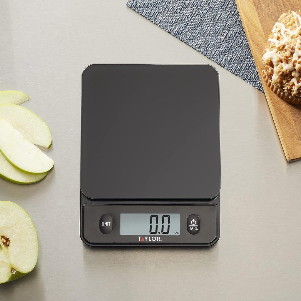 Digital Kitchen Food Scale with Black Glass Top - 11 lb Max Capacity