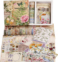 Vintage Botanical Scrapbooking Supplies Kit, Aesthetic Flower Scrapbook Kit for Bullet Junk Journal, 12 Rolls Washi