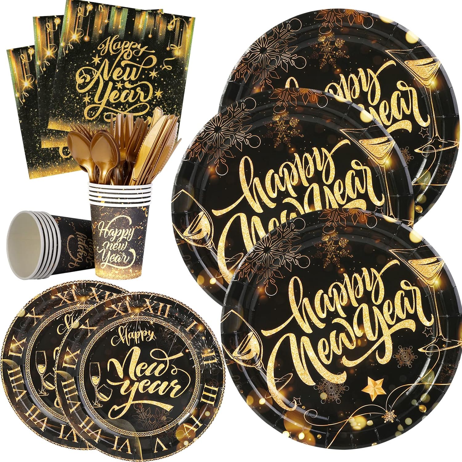 New Year Plates & Napkins Party Supplies 2026, New Years Eve Party Supplies Dinnerware for 10 Guests, New Year Party
