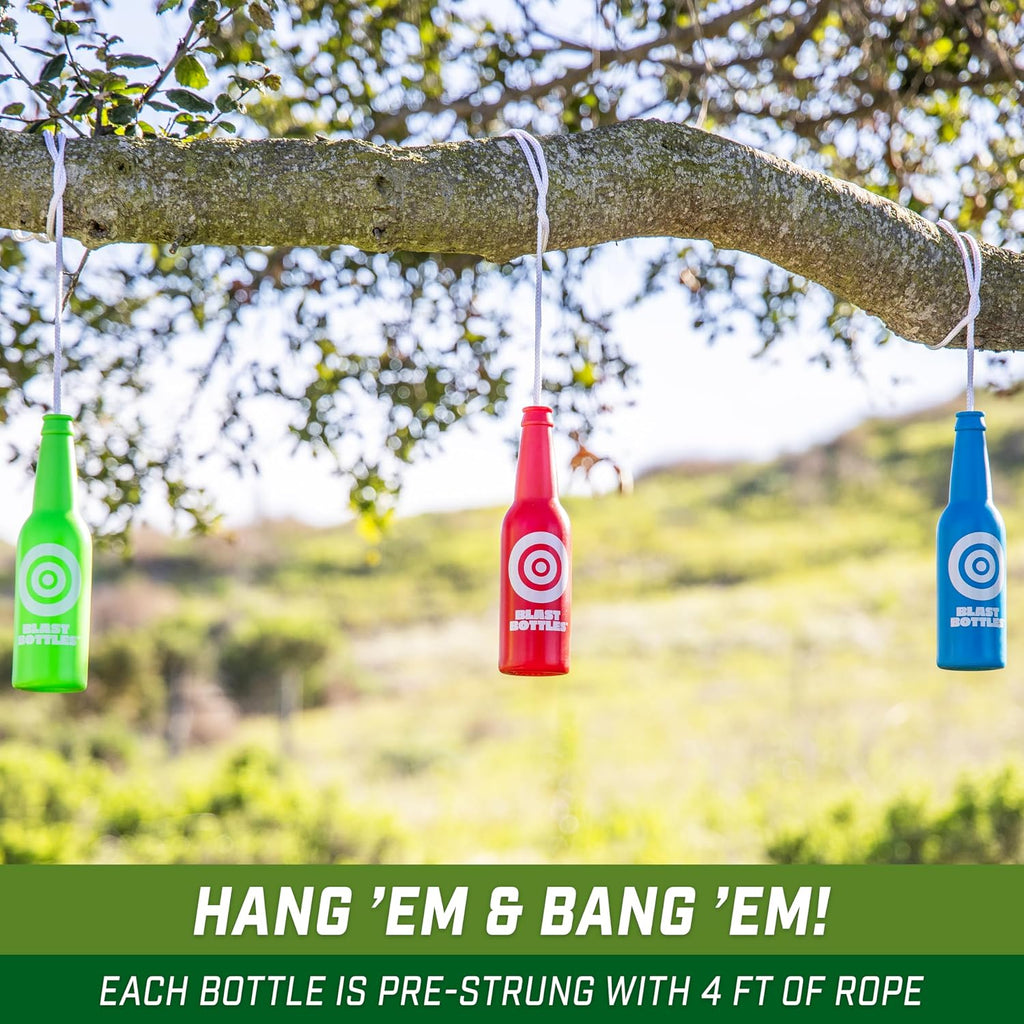 Blast Bottles – 3 or 6 Pack – Shatterproof Bottle Shooting Targets with Rope for Firearm Target Practice, Great for