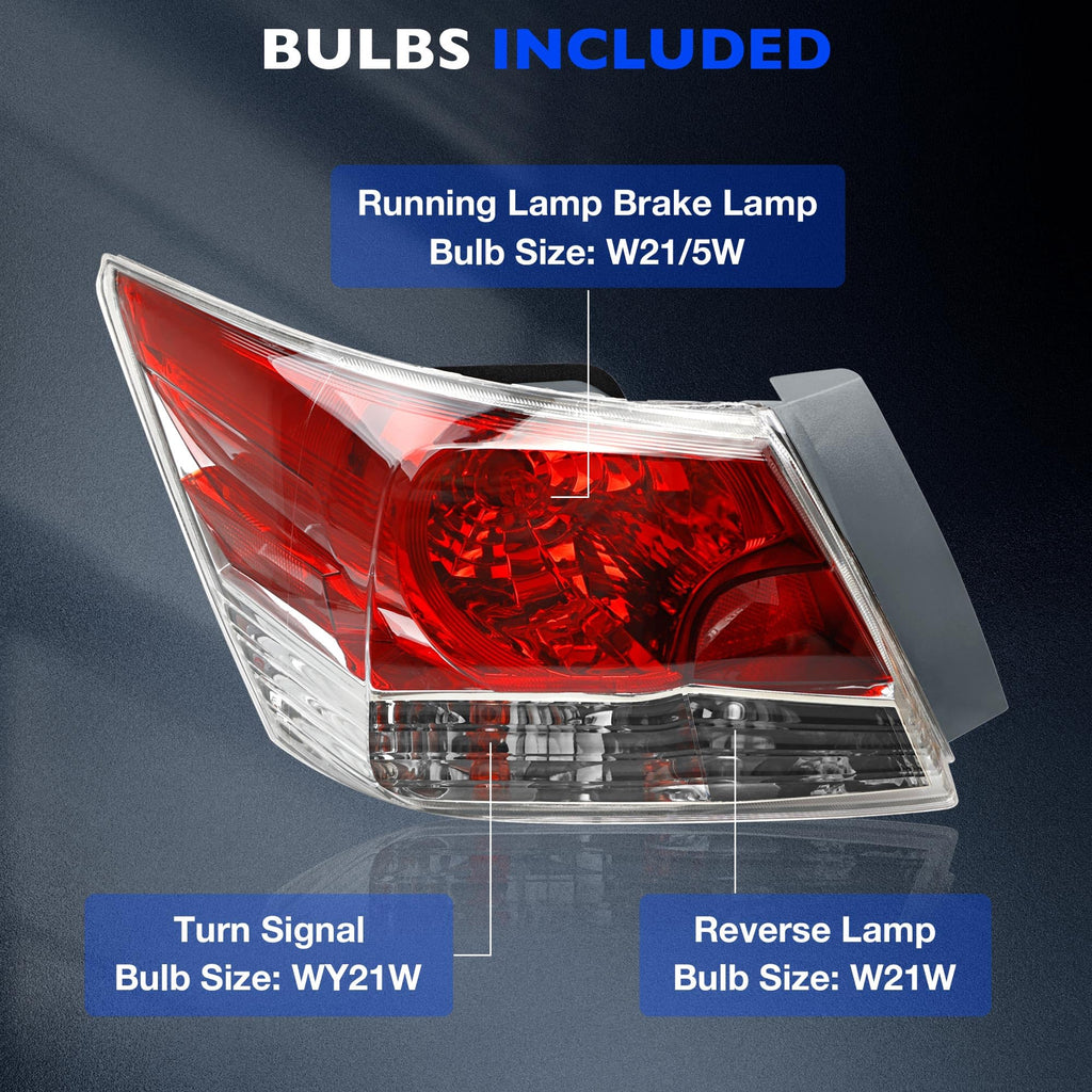 Tail Light Fits 2008-2012 Honda Accord Sedan Driver Left Side Assembly