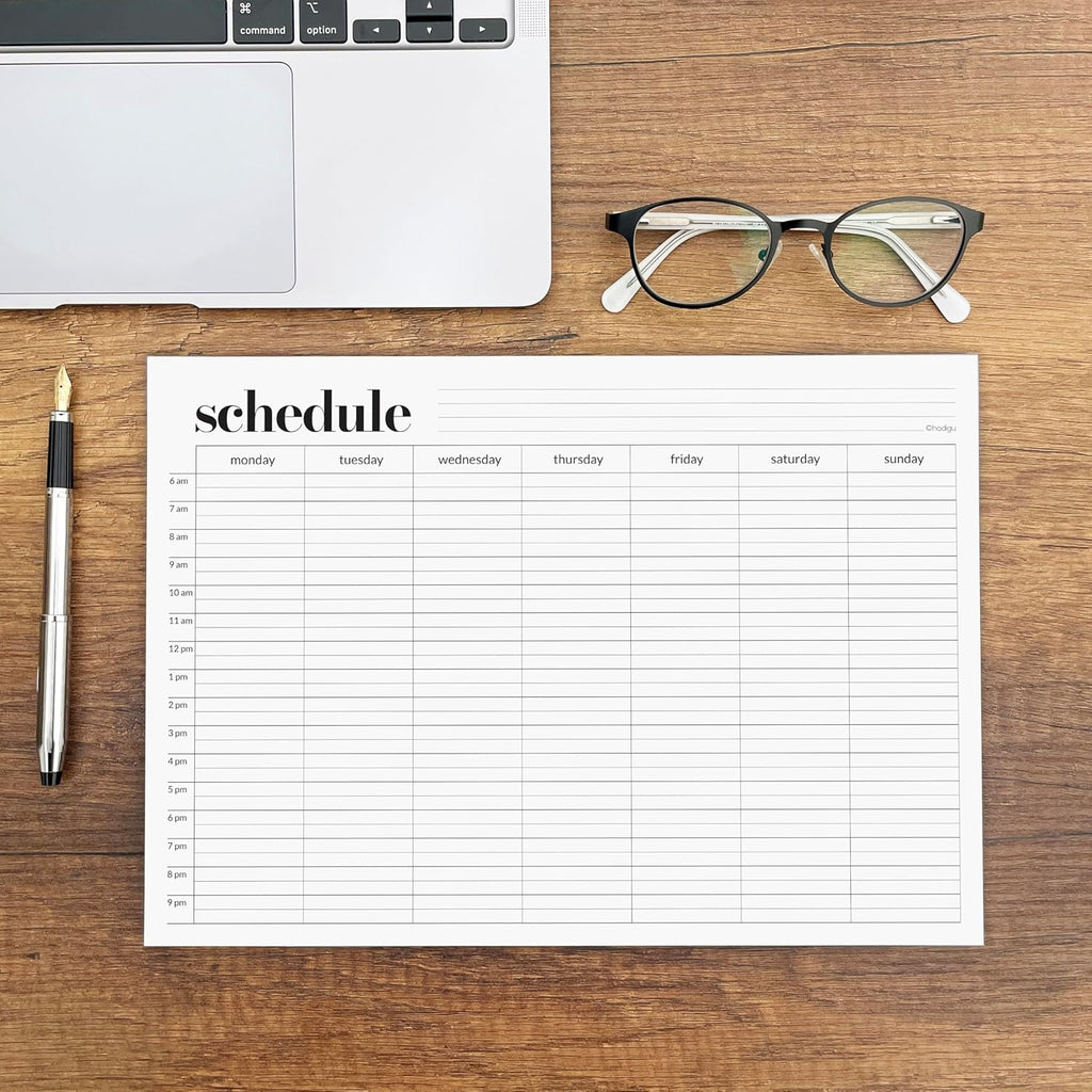 Weekly Schedule Pad, Tear Off Undated Weekly Planner Notepad, A4 Size (8,3" X 11,7"), Premium Thick Paper with