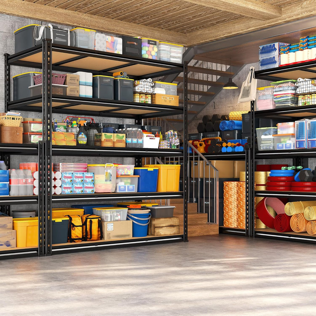 48" W Garage Shelving 3080LBS Heavy Duty Storage Shelves 5 Tier Garage Shelves Adjustable Metal Shelving Unit Utility