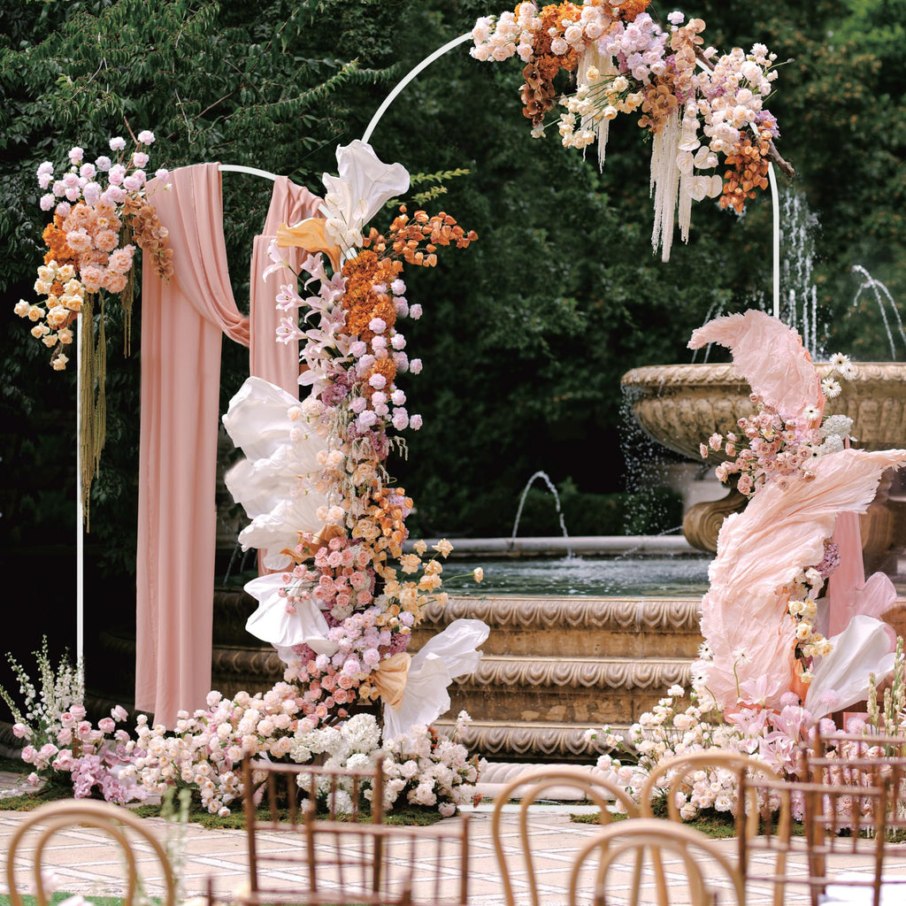 Wedding Arch Backdrop Stand 7.2FT,6FT White Metal Arch Stand Set