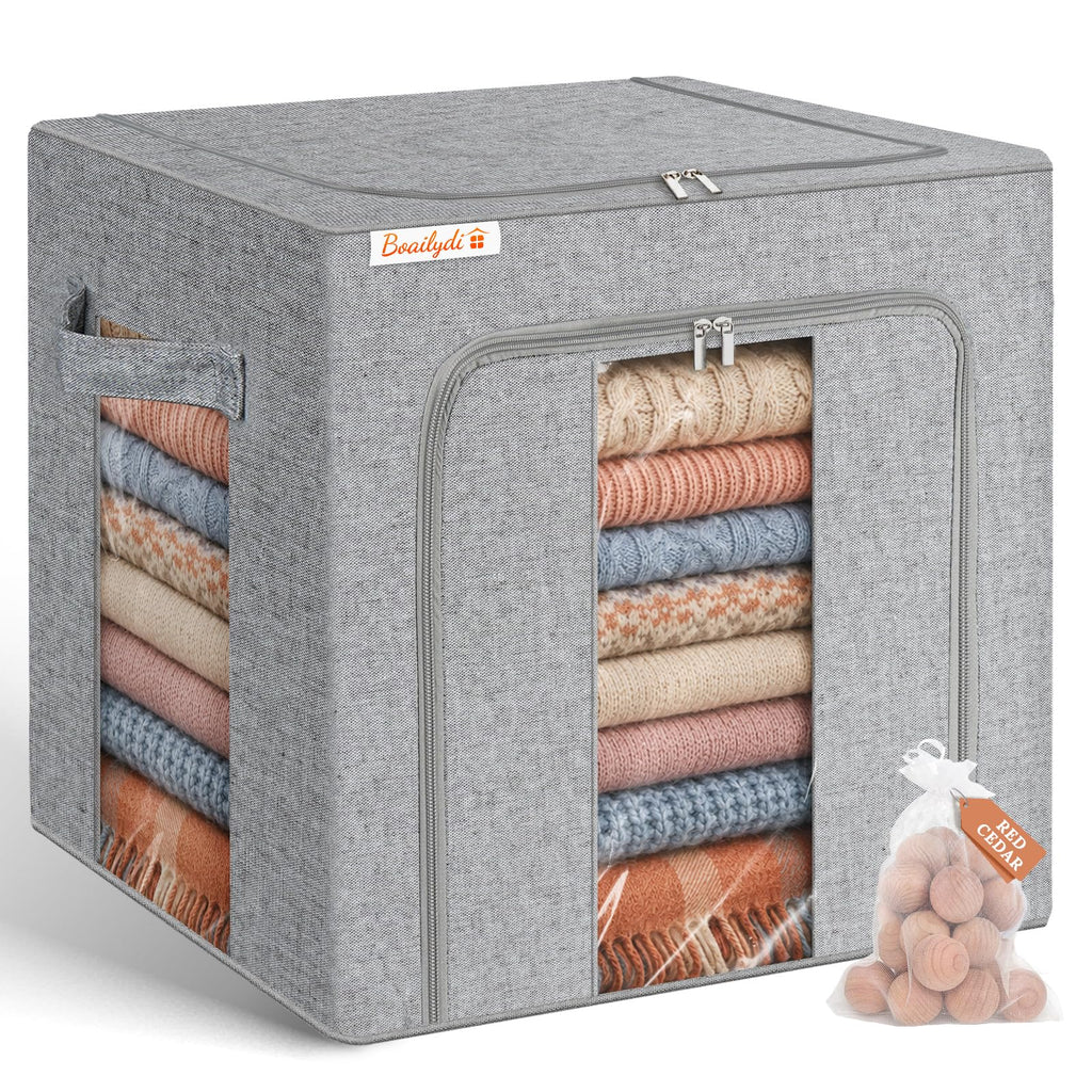 Rigid-Structured Cashmere Sweater Storage Box, Gray