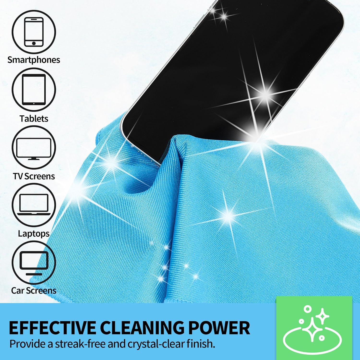 Microfiber Glass Cleaning Cloth, 12 Pack Window Glass Cleaning Rags, Reusable Lint-Free Streak Free Polishing Cloth