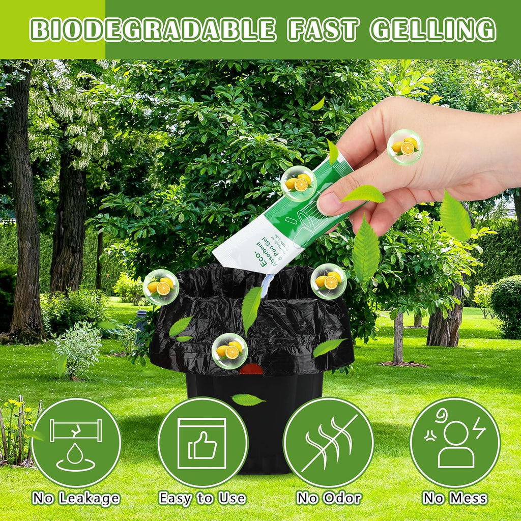 36 Portable Toilet Bags with 50 Poo Gel Set 10 Gallon Camping Toilet Bags with Absorbent Gels Portable Waste Trash
