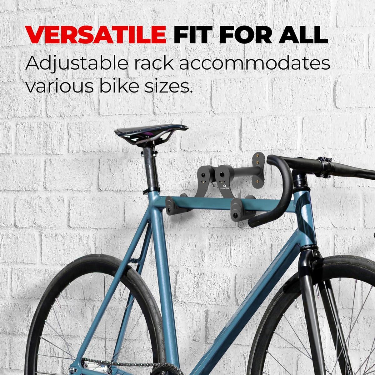 Bike Rack for Garage Wall Mount - Horizontal Bike Storage | Fits Road, Mountain & Hybrid Bikes, Adjustable Arms