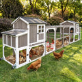 190.6" Double Outdoor Chicken Coop with Run and Wheels for 8-12 Chickens