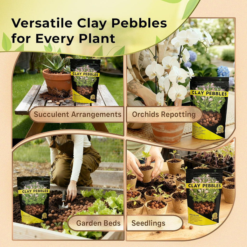 Professional Clay Pebbles for Plants, Expanded Clay Pebbles 2.2 Qt | Clay Pebbles for Plants Hydroponic Promote