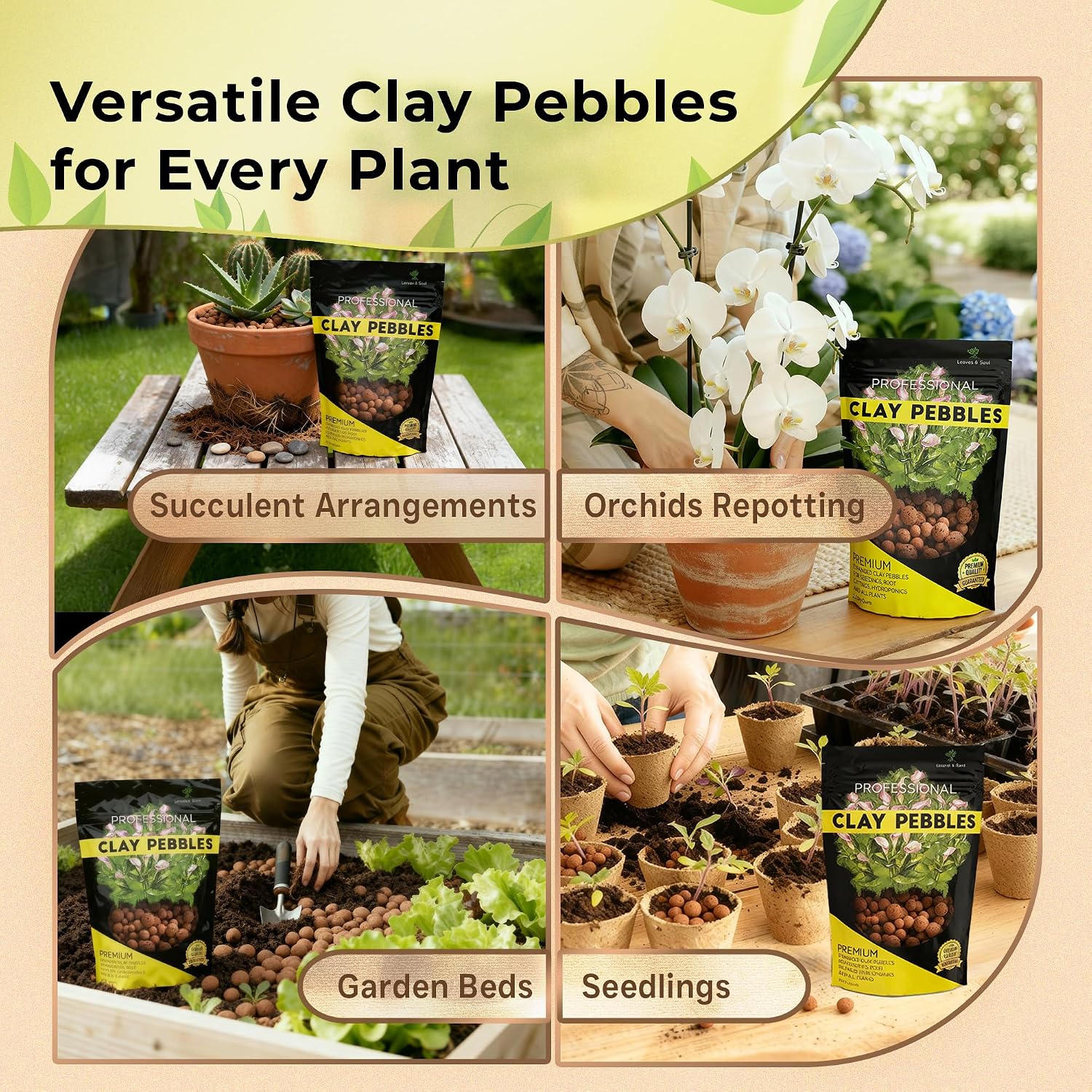 Professional Clay Pebbles for Plants, Expanded Clay Pebbles 2.2 Qt | Clay Pebbles for Plants Hydroponic Promote
