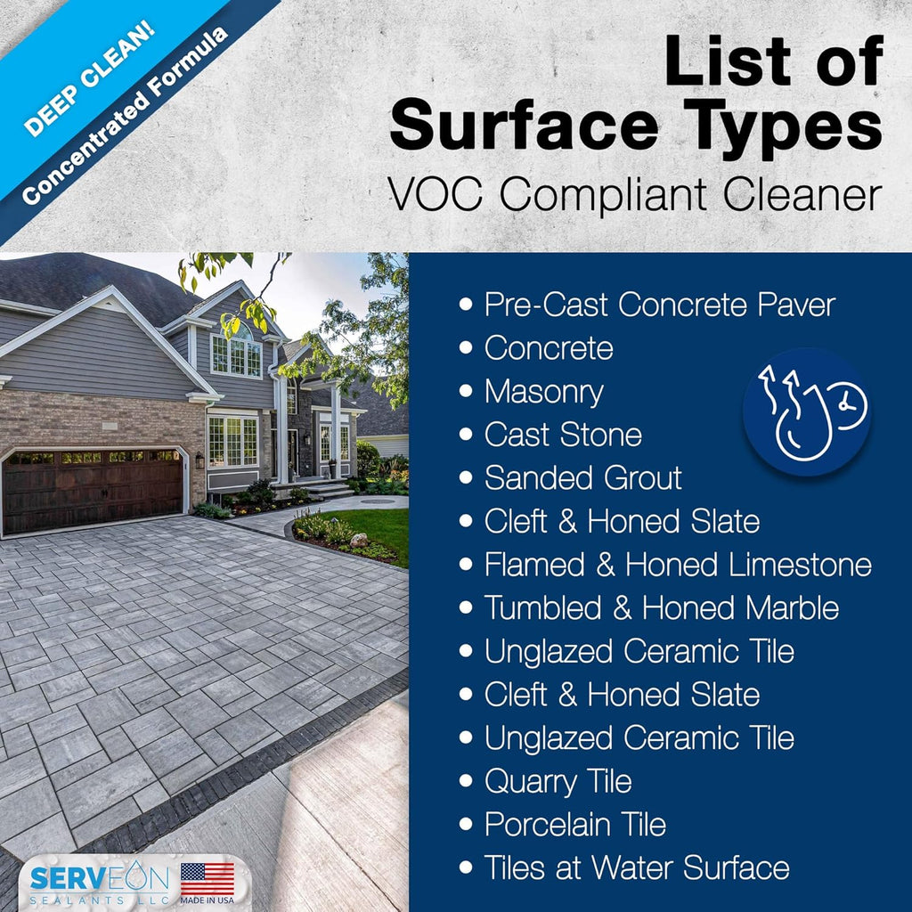 Concrete & Stone Cleaner (Concentrated Formula) 1 Gal | Water-based Commercial Grade, Outdoor Indoor Oil Stain &