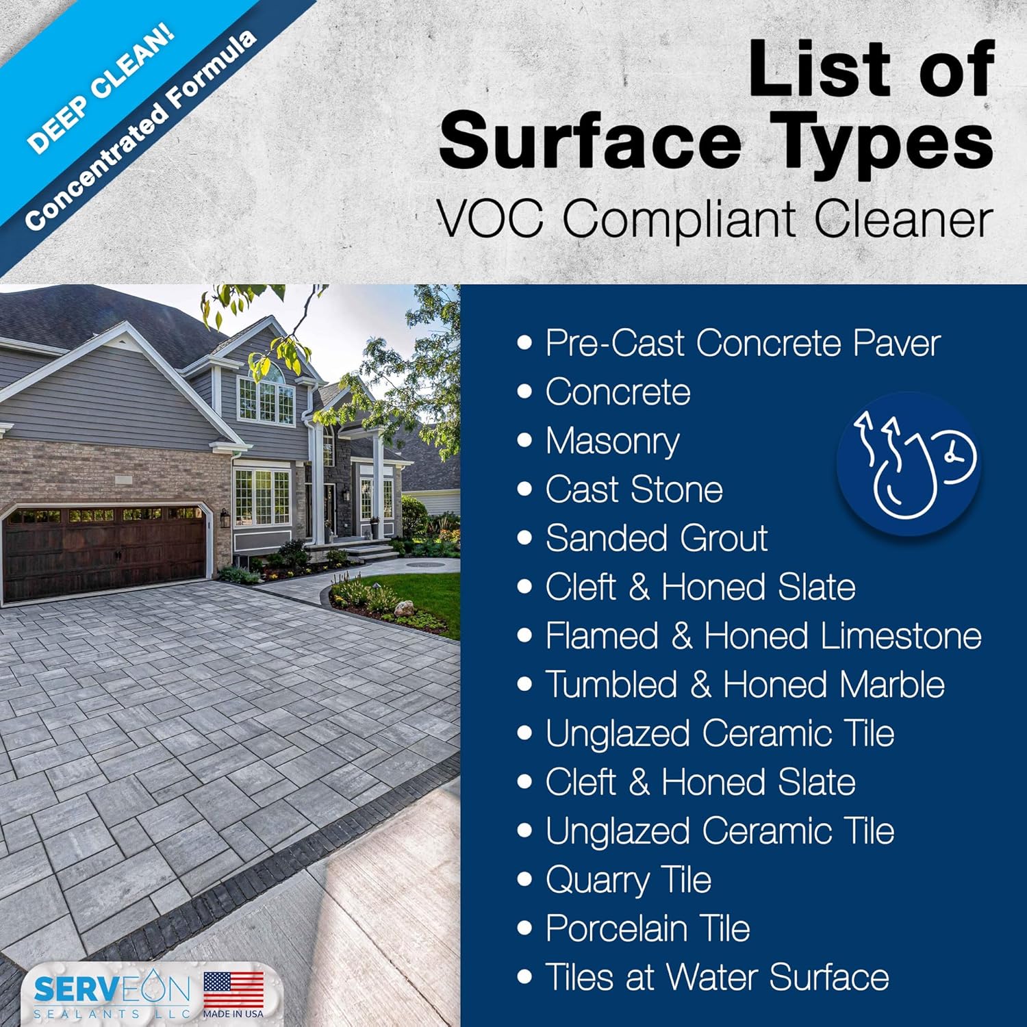 Concrete & Stone Cleaner (Concentrated Formula) 1 Gal | Water-based Commercial Grade, Outdoor Indoor Oil Stain &