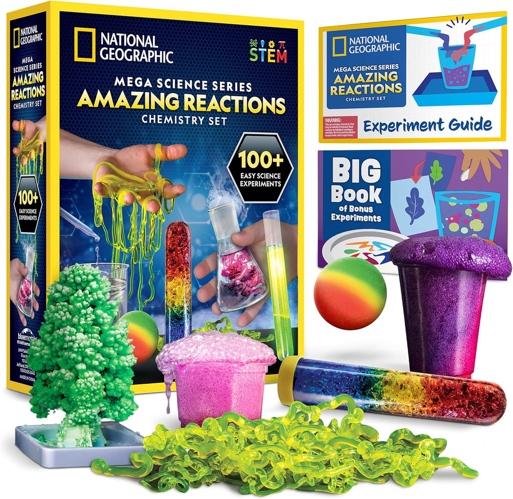 National Geographic Amazing Chemistry Set with 100+ Experiments Ages 8-12 | Crystal Growing, Chemical Reactions, STEM