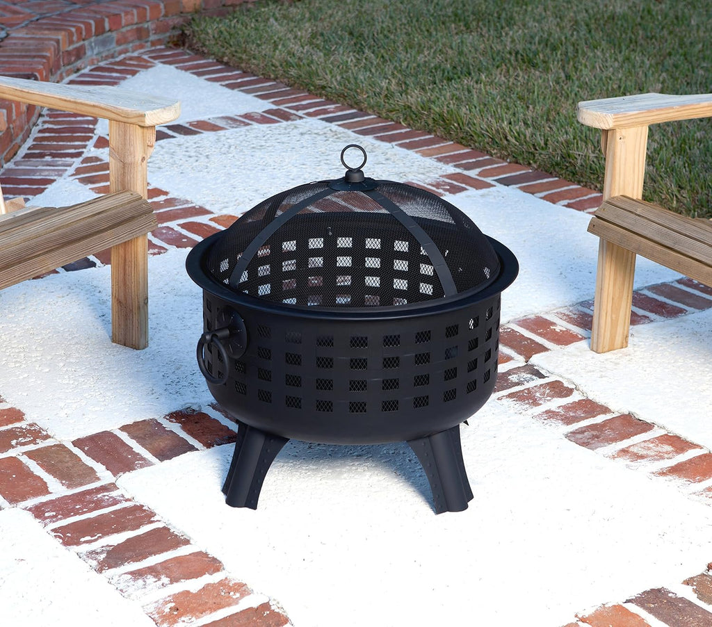 27 inch Steel Round Lattice Fire Pit, Easy to Assemble
