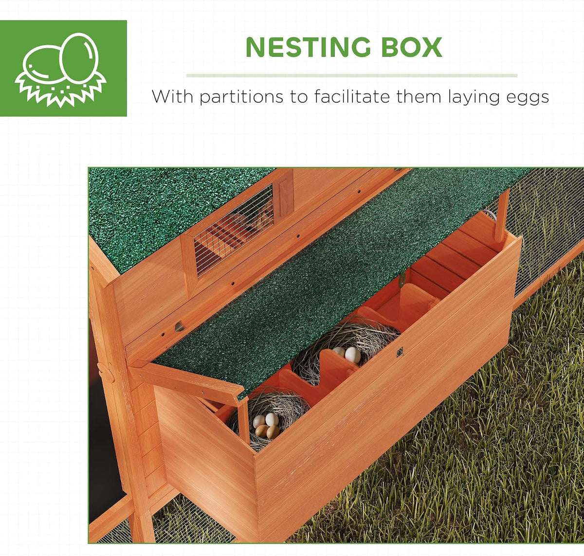 137" Chicken Coop with Extra Large Run, for 4-6 Chickens, Orange