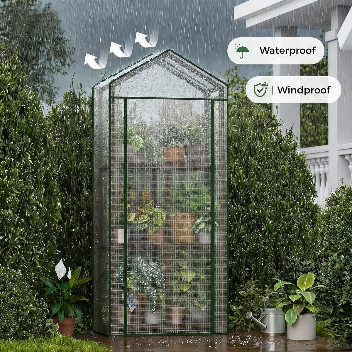 Greenhouse for Outdoors Small Plant Green House 3-Tier Portable Plant Stand with Durable PE Cover for Seedling Ideal